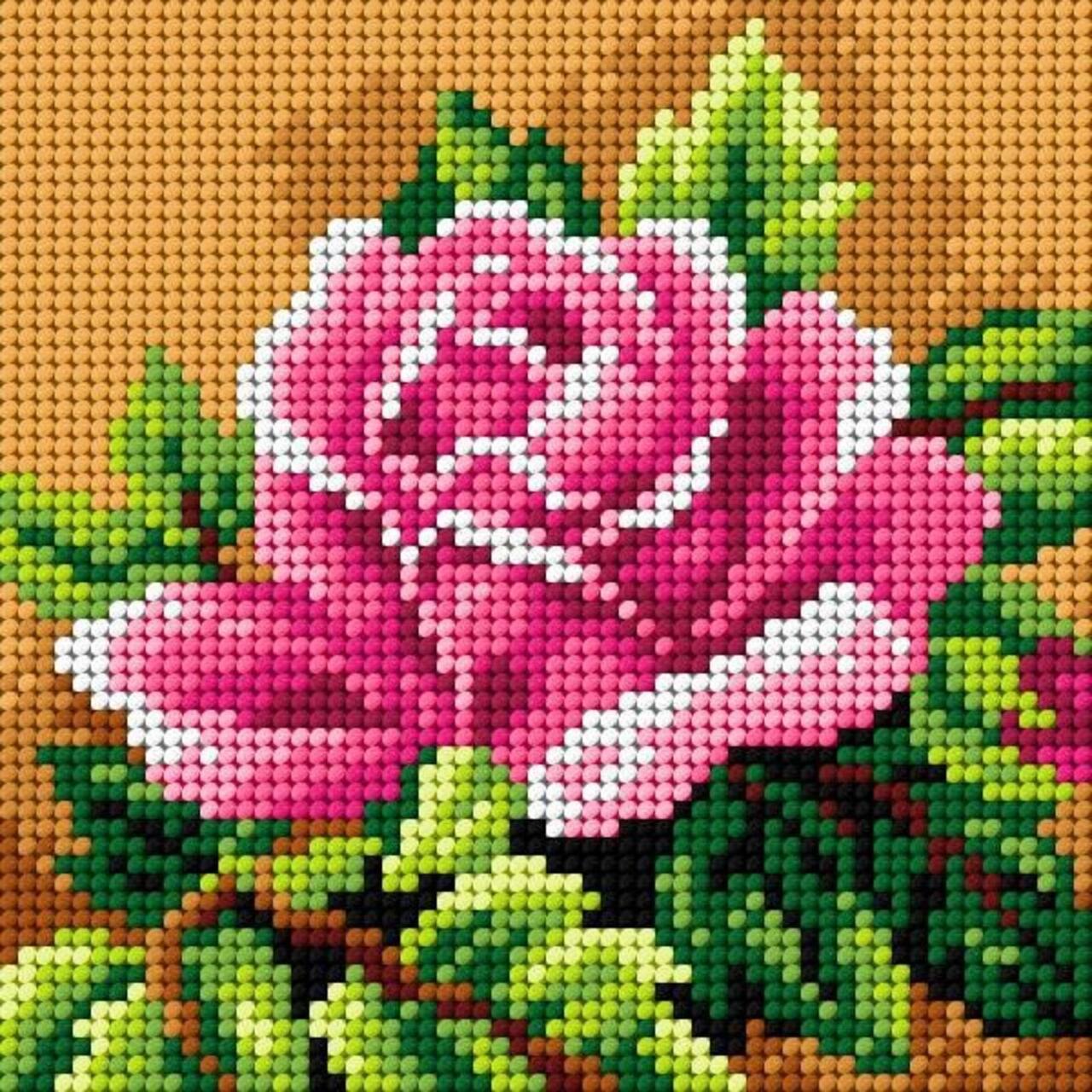 Orchidea Needlepoint Canvas For Halfstitch Without Yarn Rose - Printed Tapestry Canvas